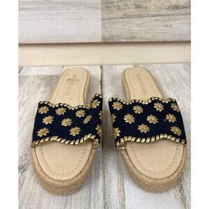 Jack Rogers Womens 8.5 Palmer Espadrille Slides Midnight Gold Resort NEW